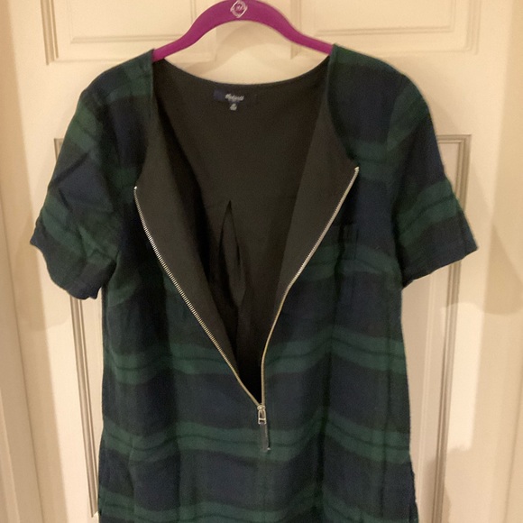 Madewell Dark Plaid Zip Dress - Picture 4 of 6